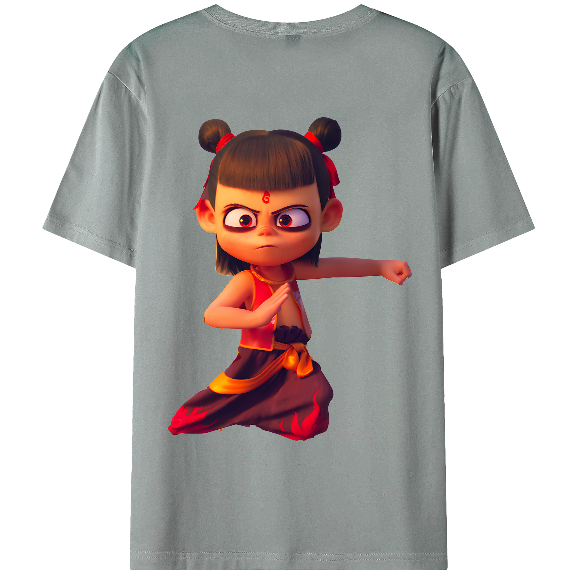 （画像用） Ne Zha 2 ナタ 魔童の大暴れ 綿100％ メンズ半袖Tシャツ（バックプリント） 通気性